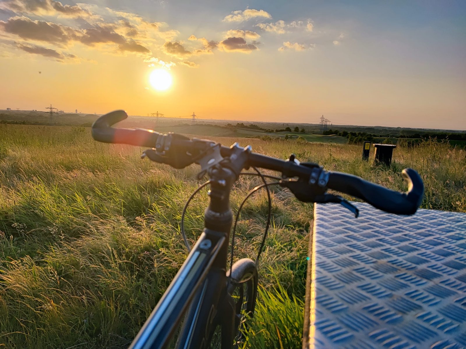 Bike with sun setting in the background
